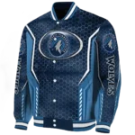 customized minnesota timberwolves power plate midnight blue varsity jacket best selling.webp