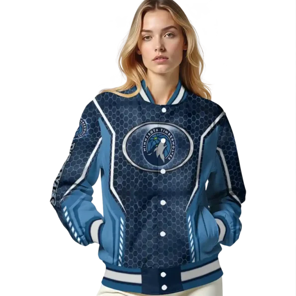customized minnesota timberwolves power plate midnight blue varsity jacket latest model.webp
