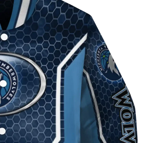 customized minnesota timberwolves power plate midnight blue varsity jacket premium grade.webp