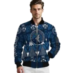 customized minnesota timberwolves pyramid shapes midnight blue bomber jacket best selling