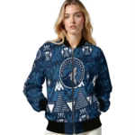 customized minnesota timberwolves pyramid shapes midnight blue bomber jacket best selling