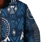 customized minnesota timberwolves pyramid shapes midnight blue bomber jacket best selling