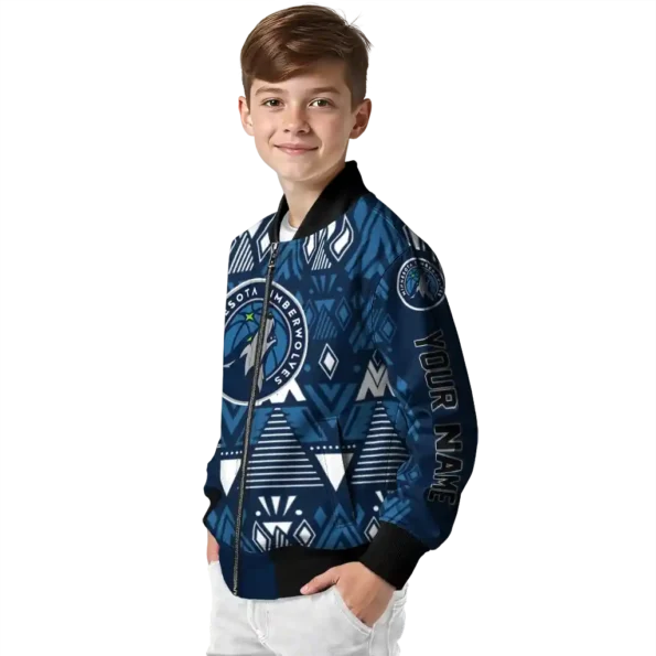 customized minnesota timberwolves pyramid shapes midnight blue bomber jacket trendy