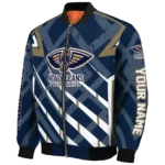 customized new orleans pelicans chevron angles navy bomber jacket best selling