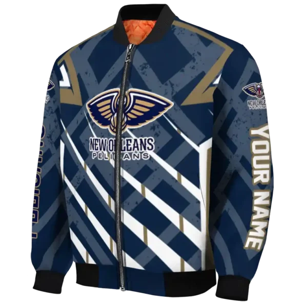 customized new orleans pelicans chevron angles navy bomber jacket best selling