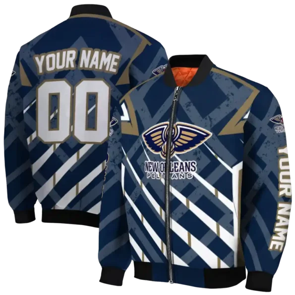 customized new orleans pelicans chevron angles navy bomber jacket fashion forward