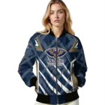 customized new orleans pelicans chevron angles navy bomber jacket best selling