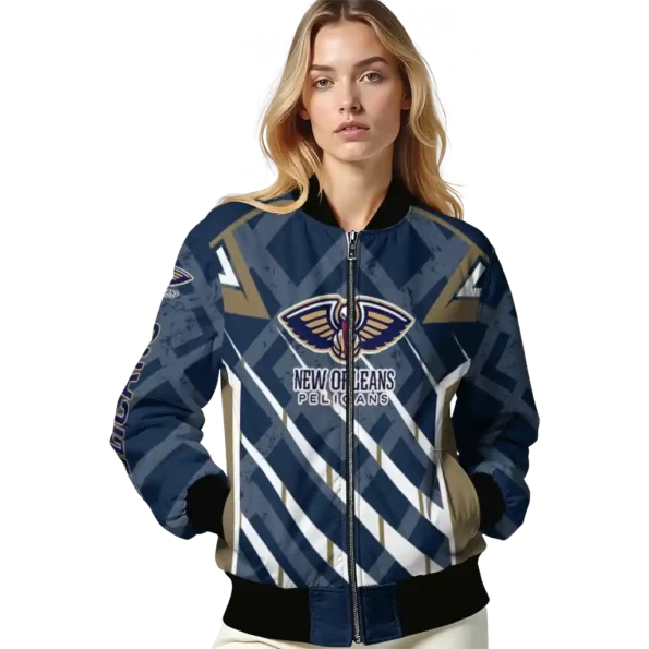 customized new orleans pelicans chevron angles navy bomber jacket latest model