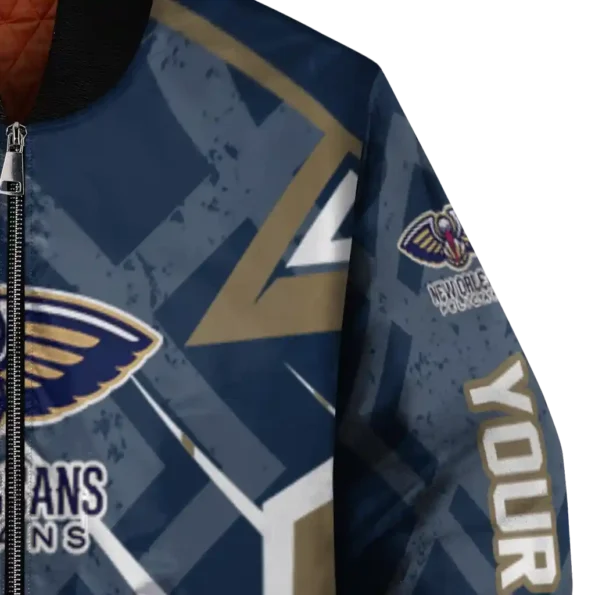 customized new orleans pelicans chevron angles navy bomber jacket premium grade