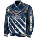 customized new orleans pelicans chevron angles navy varsity jacket best selling.webp