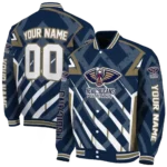 customized new orleans pelicans chevron angles navy varsity jacket best selling.webp