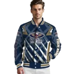 customized new orleans pelicans chevron angles navy varsity jacket best selling.webp