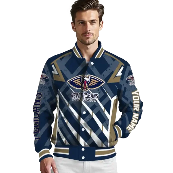 customized new orleans pelicans chevron angles navy varsity jacket high quality.webp