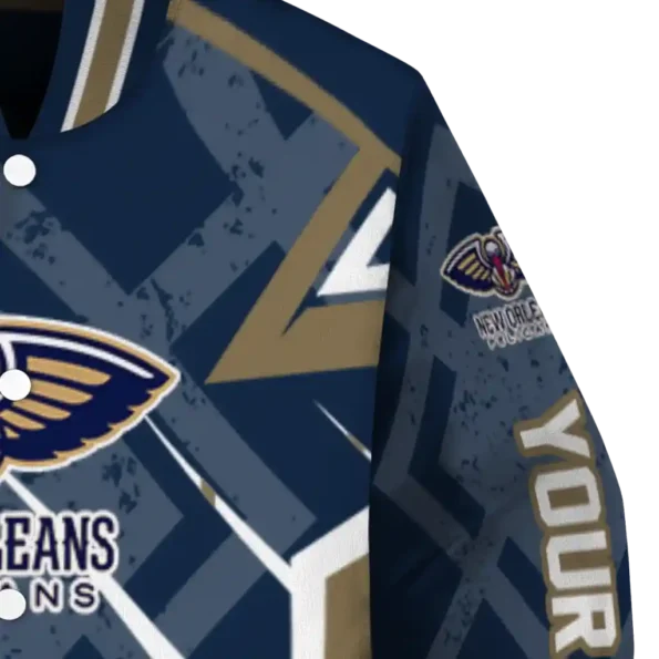 customized new orleans pelicans chevron angles navy varsity jacket premium grade.webp