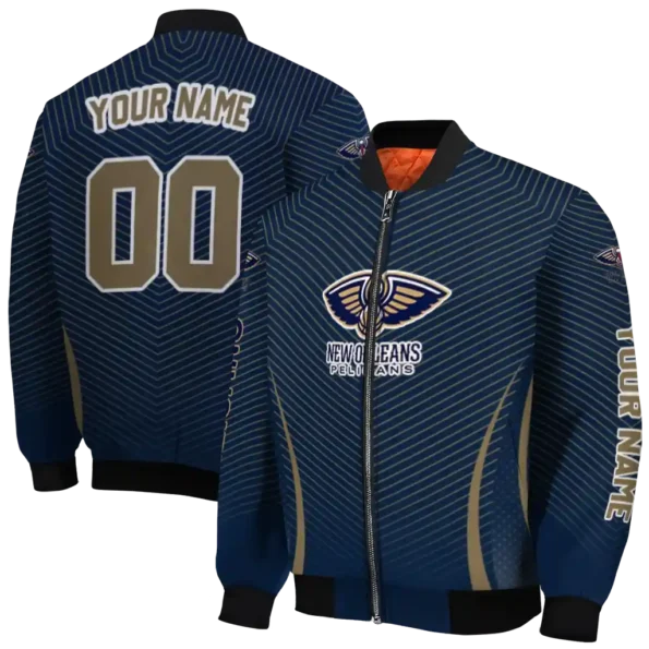 customized new orleans pelicans chevron arrow navy bomber jacket fashion forward