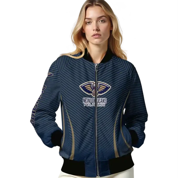 customized new orleans pelicans chevron arrow navy bomber jacket latest model