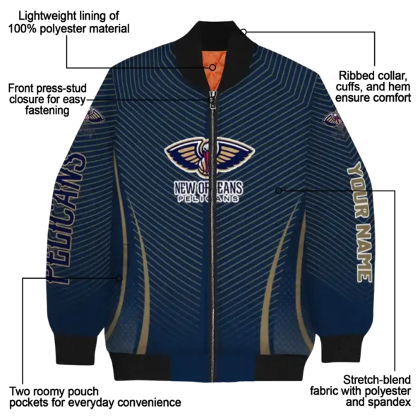 customized new orleans pelicans chevron arrow navy bomber jacket new arrival