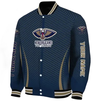 customized new orleans pelicans chevron arrow navy varsity jacket best selling.webp