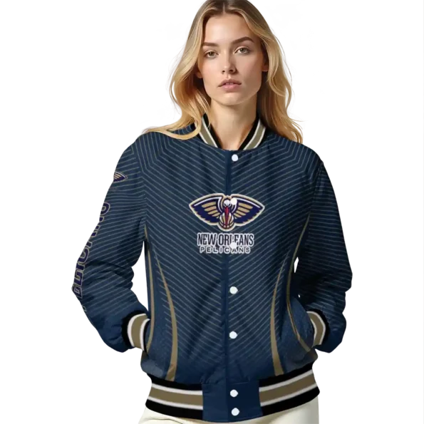customized new orleans pelicans chevron arrow navy varsity jacket latest model.webp