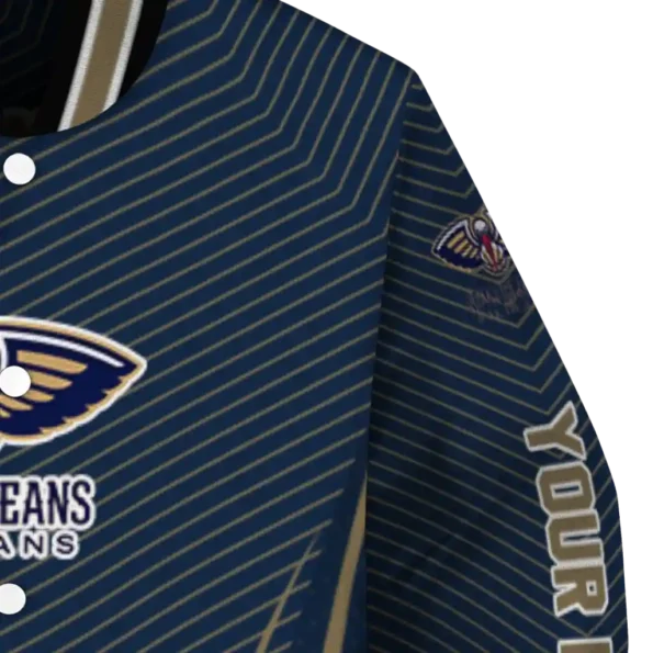 customized new orleans pelicans chevron arrow navy varsity jacket premium grade.webp