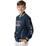customized new orleans pelicans chevron arrow navy varsity jacket best selling.webp