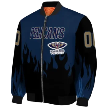 customized new orleans pelicans flame border navy black bomber jacket best selling