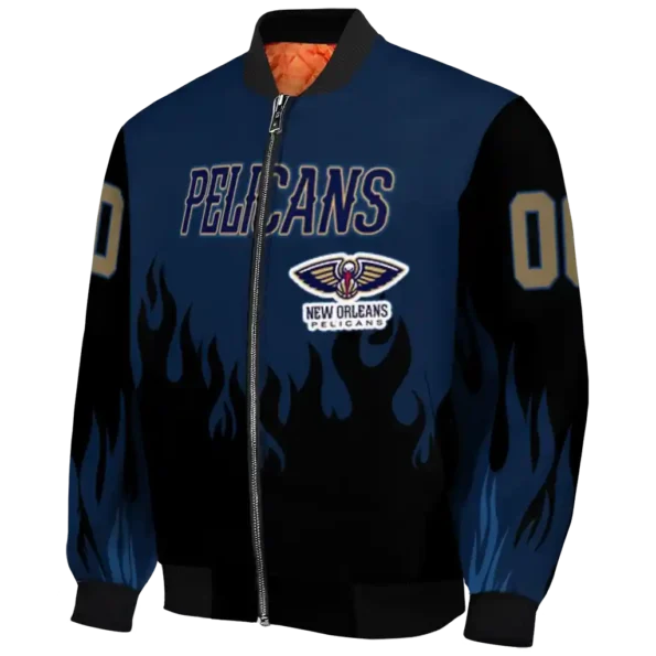 customized new orleans pelicans flame border navy black bomber jacket best selling