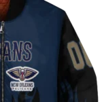 customized new orleans pelicans flame border navy black bomber jacket best selling