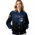 customized new orleans pelicans flame border navy black varsity jacket best selling.webp