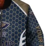 customized new orleans pelicans hexagon grid navy bomber jacket best selling