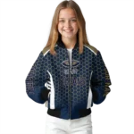 customized new orleans pelicans hexagon grid navy bomber jacket best selling