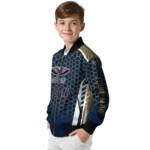 customized new orleans pelicans hexagon grid navy bomber jacket best selling