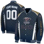 customized new orleans pelicans hexagon grid navy varsity jacket best selling.webp