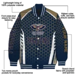 customized new orleans pelicans hexagon grid navy varsity jacket best selling.webp