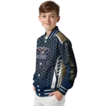 customized new orleans pelicans hexagon grid navy varsity jacket best selling.webp