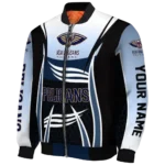 customized new orleans pelicans mesh effect navy black bomber jacket best selling