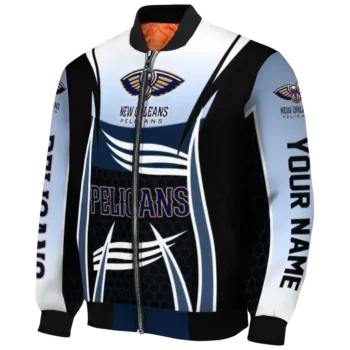 customized new orleans pelicans mesh effect navy black bomber jacket best selling