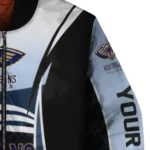 customized new orleans pelicans mesh effect navy black bomber jacket best selling