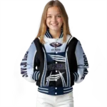customized new orleans pelicans mesh effect navy black varsity jacket best selling.webp