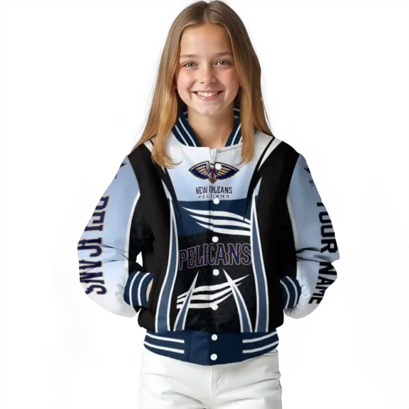 customized new orleans pelicans mesh effect navy black varsity jacket top rated.webp