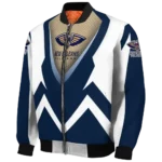 customized new orleans pelicans v stripes navy white bomber jacket best selling