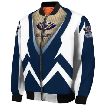 customized new orleans pelicans v stripes navy white bomber jacket best selling