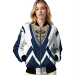customized new orleans pelicans v stripes navy white bomber jacket best selling