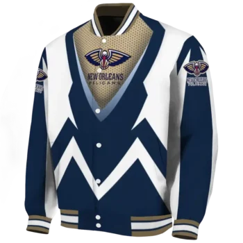 customized new orleans pelicans v stripes navy white varsity jacket best selling.webp
