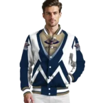 customized new orleans pelicans v stripes navy white varsity jacket best selling.webp