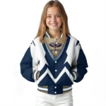 customized new orleans pelicans v stripes navy white varsity jacket best selling.webp