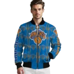customized new york knicks bolt stripe blue bomber jacket best selling