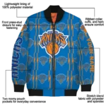 customized new york knicks bolt stripe blue bomber jacket best selling