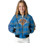 customized new york knicks bolt stripe blue bomber jacket best selling