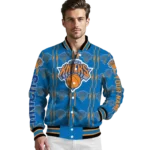 customized new york knicks bolt stripe blue varsity jacket best selling.webp